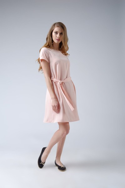 Изображение Платье трапеция с поясом, коллекция "Коралл", от Pink 1
