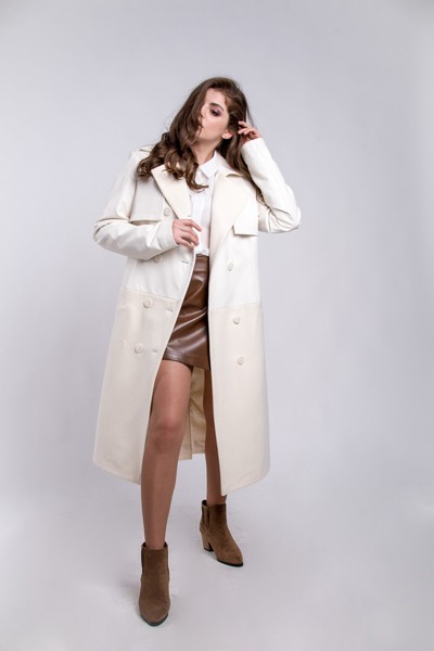 Изображение Пальто двубортное белое классическое, коллекция Шарм, от Pink 2