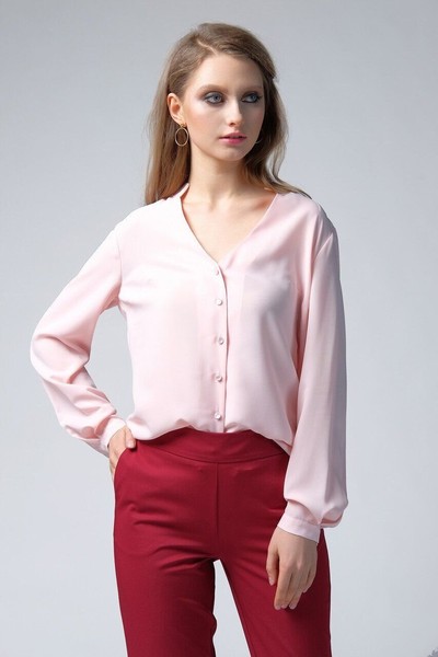 Изображение Блуза Pink V- вырез Коллекция "Нежность" Бордо 1