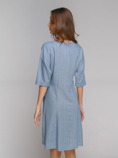 Изображение Платье - полоска, ткань лен, коллекция Богема, от Pink 2