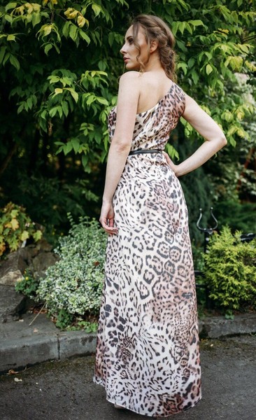 Изображение Платье вечернее, на одно плечо из коллекции Импреза, леопардовая принтом, от Pink 3
