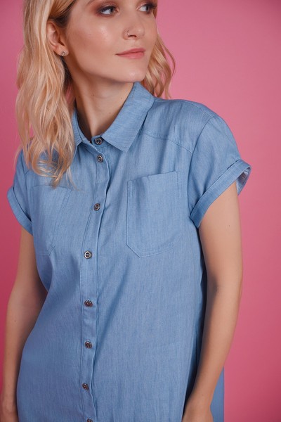 Фото Сукня -сорочка, джинсова міді із розрізами по боках, BLUMARINE 2