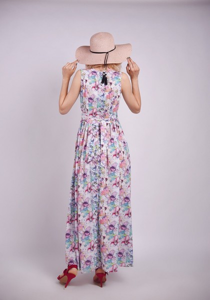 Изображение Платье длинное, ткань софт, принт цветы, коллекция "Дефиле", от Pink 4