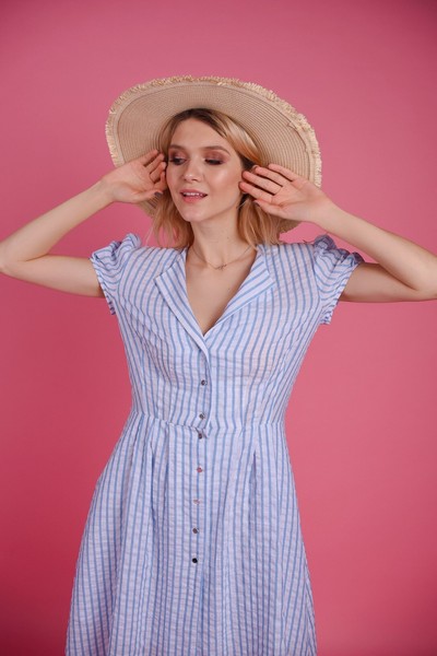 Изображение Платье рубашка со складками от талии, Коллекция "Blumarine" от Pink 2
