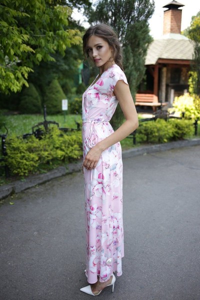 Изображение Платье макси на запах, в романтическом стиле, коллекция Магнолия, от Pink 3