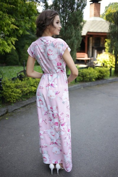 Изображение Платье макси на запах, в романтическом стиле, коллекция Магнолия, от Pink 4