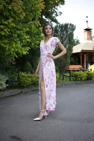 Изображение Платье макси на запах, в романтическом стиле, коллекция Магнолия, от Pink 1