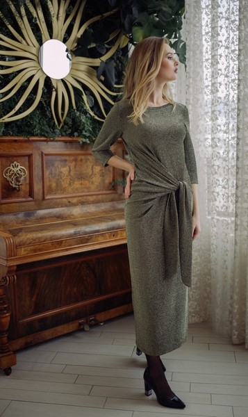 Изображение Платье с узлом на поясе, коллекция "Блеск", от Pink 2