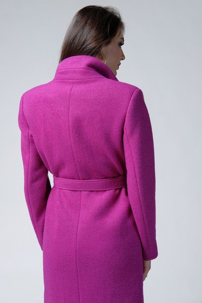 Изображение Пальто с поясом Коллекция "Ажур" Малиновое от Pink 8