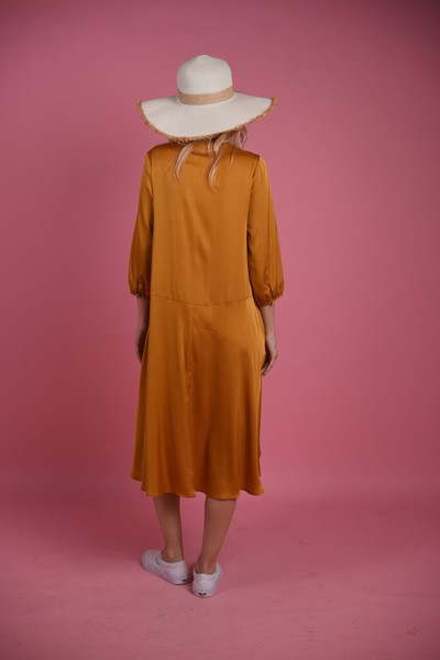 Изображение Платье трапеция, из ткани - шелк - сатин, коллекция Коллаж, от Pink 8
