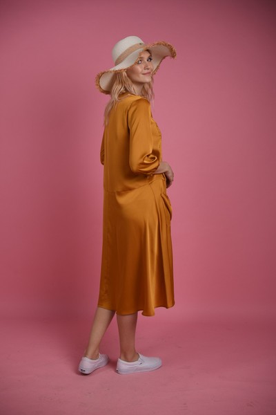 Изображение Платье трапеция, из ткани - шелк - сатин, коллекция Коллаж, от Pink 7
