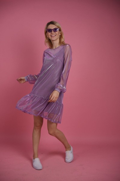 Фото Сукня подвійна з рюшею сітка металік ІМПРЕЗА 7