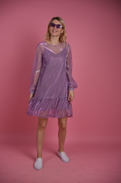 Фото Сукня подвійна з рюшею сітка металік ІМПРЕЗА 8