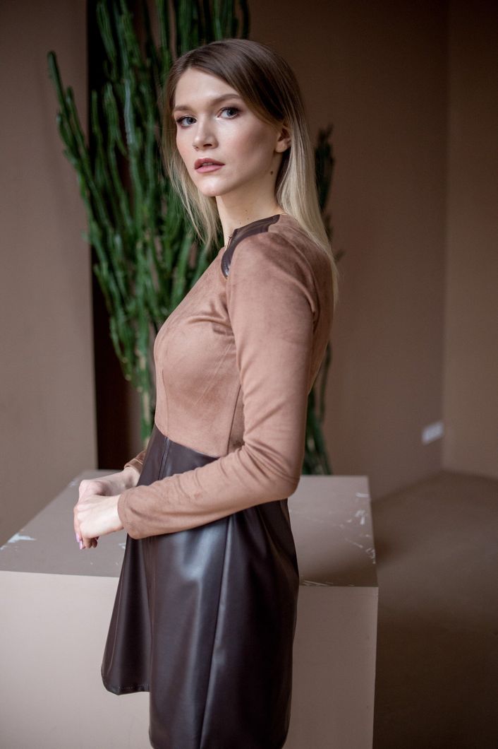 Фото Сукня з еко-шкіри, у коктельному стилі, LA FEMME 2