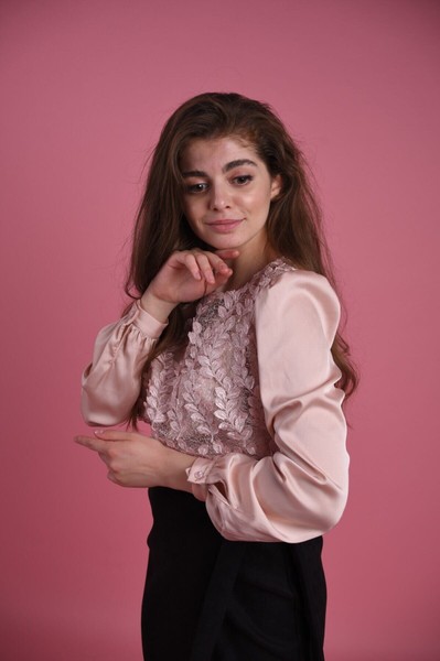 Изображение Блуза Pink гипюровая шелк сатин Коллекция "Нежность"Белый 1
