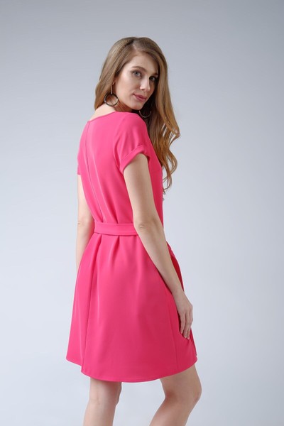 Изображение Платье трапеция с поясом, коллекция "Коралл", от Pink 3
