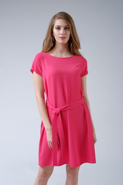 Изображение Платье трапеция с поясом, коллекция "Коралл", от Pink 4
