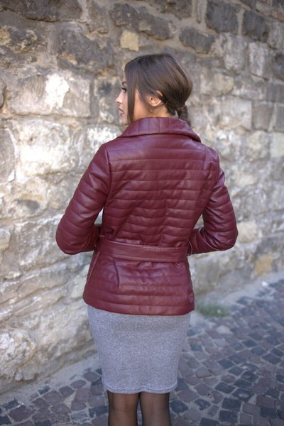 Изображение Куртка Pink с поясом Коллекция "Осень" Бордо 2