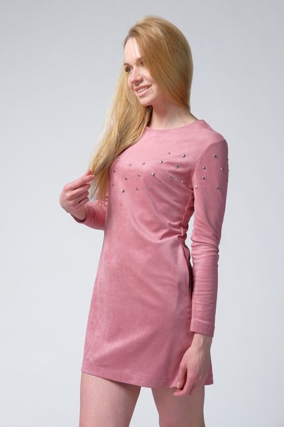 Изображение Платье Pink замша с жемчугом Коллекция "Baby Girl" Розовый 2