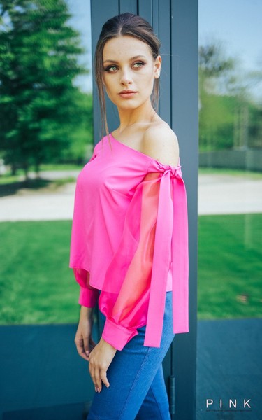 Изображение Блуза Pink одно плечо коллекция "Джинс" Розовый 2