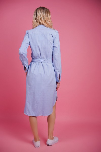 Изображение Платье - рубашка поплин с вшитым поясом, коллекция "Дефиле", от Pink 5